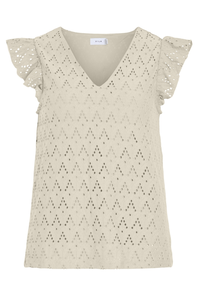 VIAMALINA V-NECK C/S TOP/PB 14104110 BIRCH
